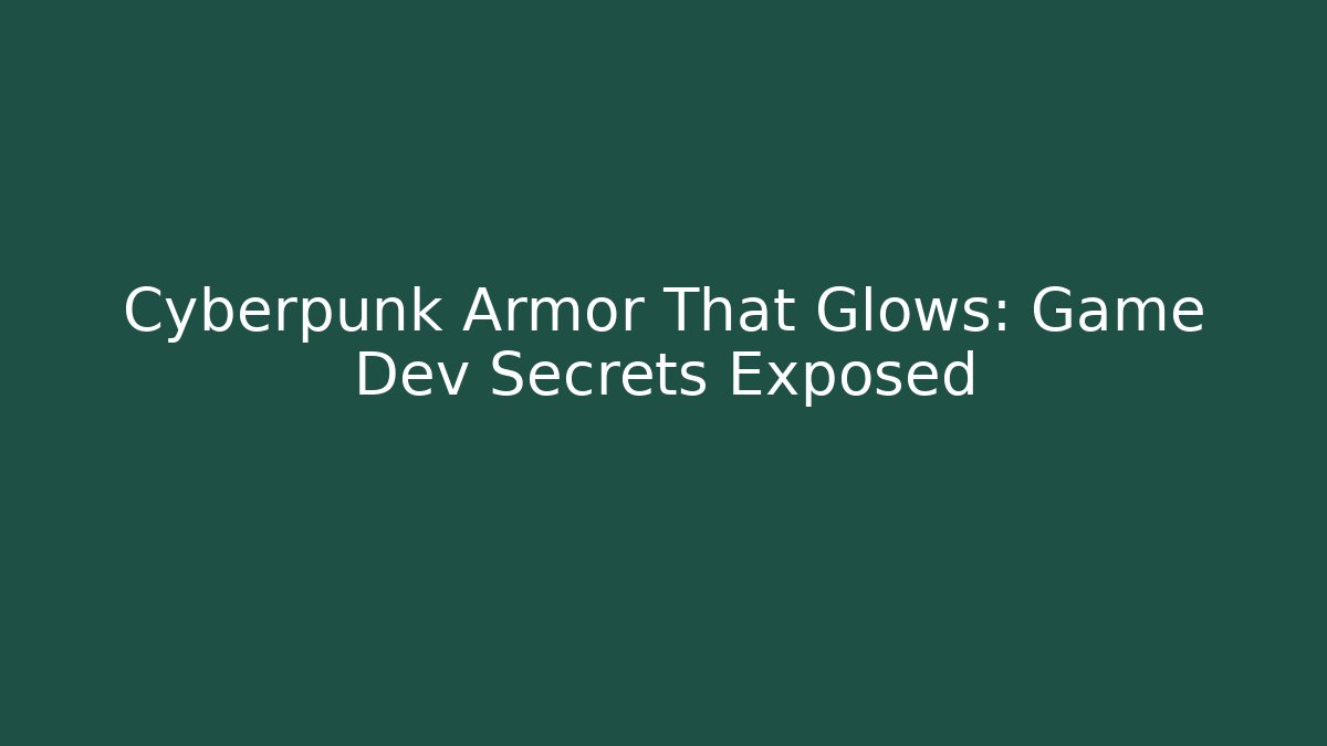 Cyberpunk Armor That Glows: Game Dev Secrets Exposed