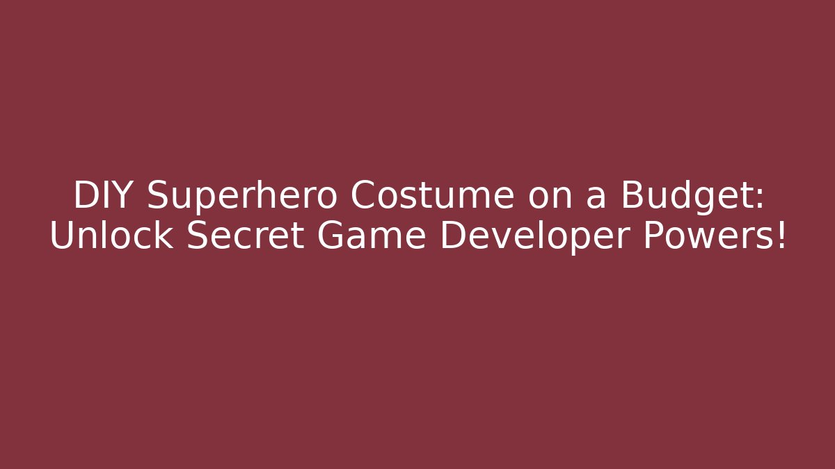 DIY Superhero Costume on a Budget: Unlock Secret Game Developer Powers!