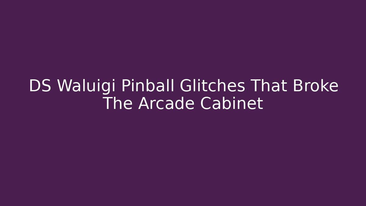 DS Waluigi Pinball Glitches That Broke The Arcade Cabinet