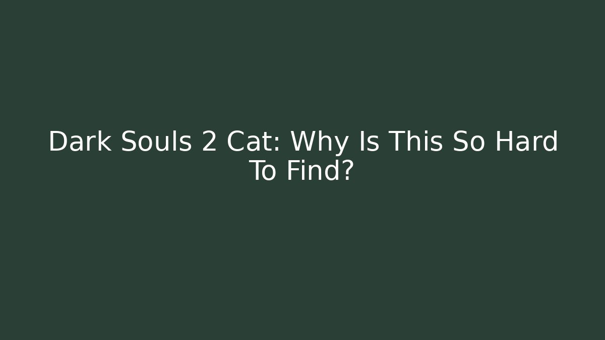 Dark Souls 2 Cat: Why Is This So Hard To Find? - Create More Assets