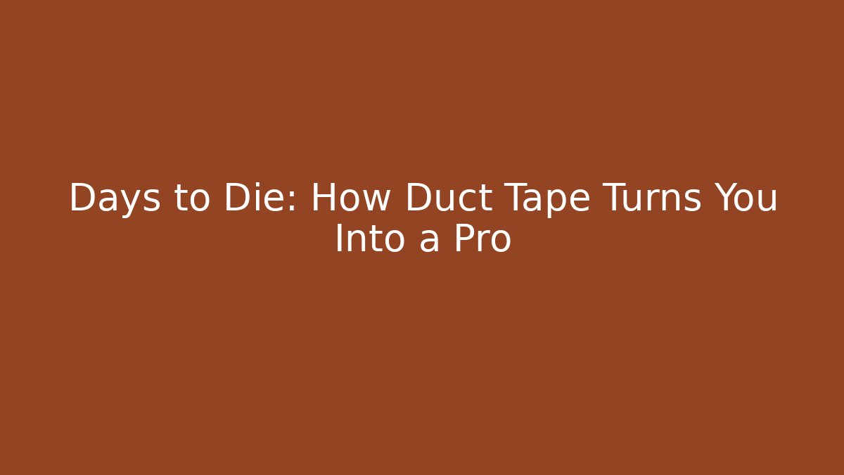 Days to Die: How Duct Tape Turns You Into a Pro