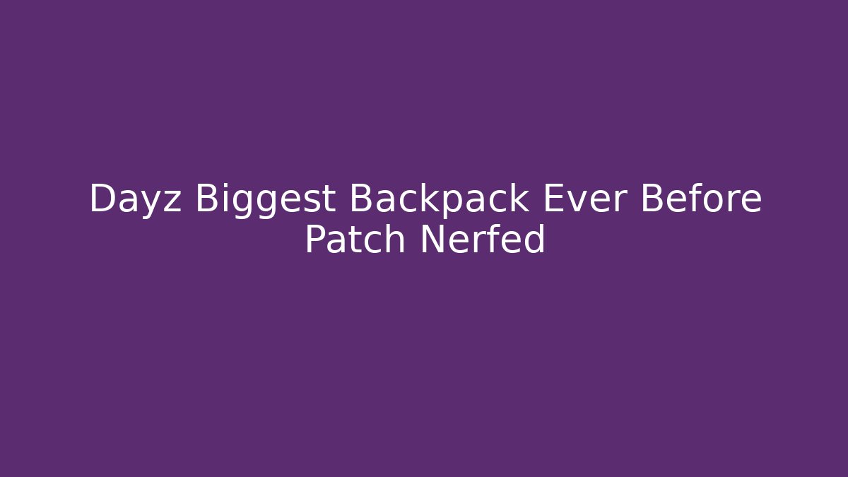 Dayz Biggest Backpack Ever Before Patch Nerfed - Create More Assets