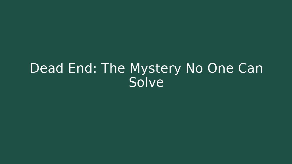 Dead End: The Mystery No One Can Solve