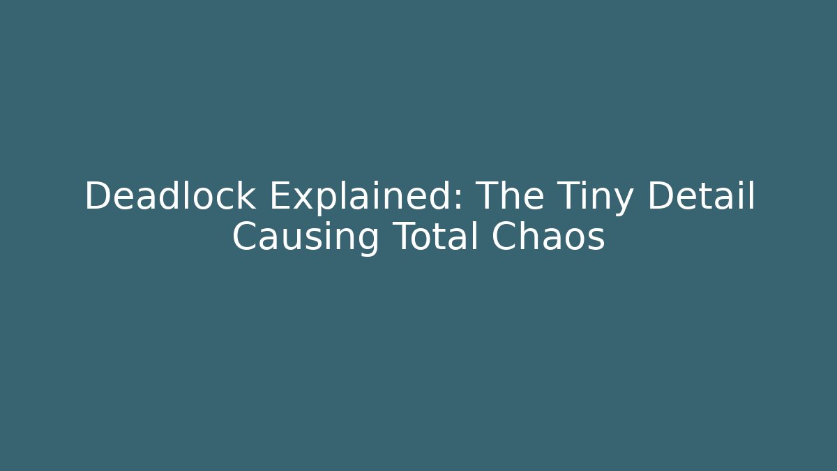Deadlock Explained: The Tiny Detail Causing Total Chaos