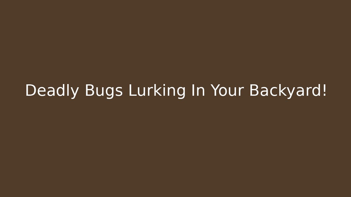 Deadly Bugs Lurking In Your Backyard! - Create More Assets