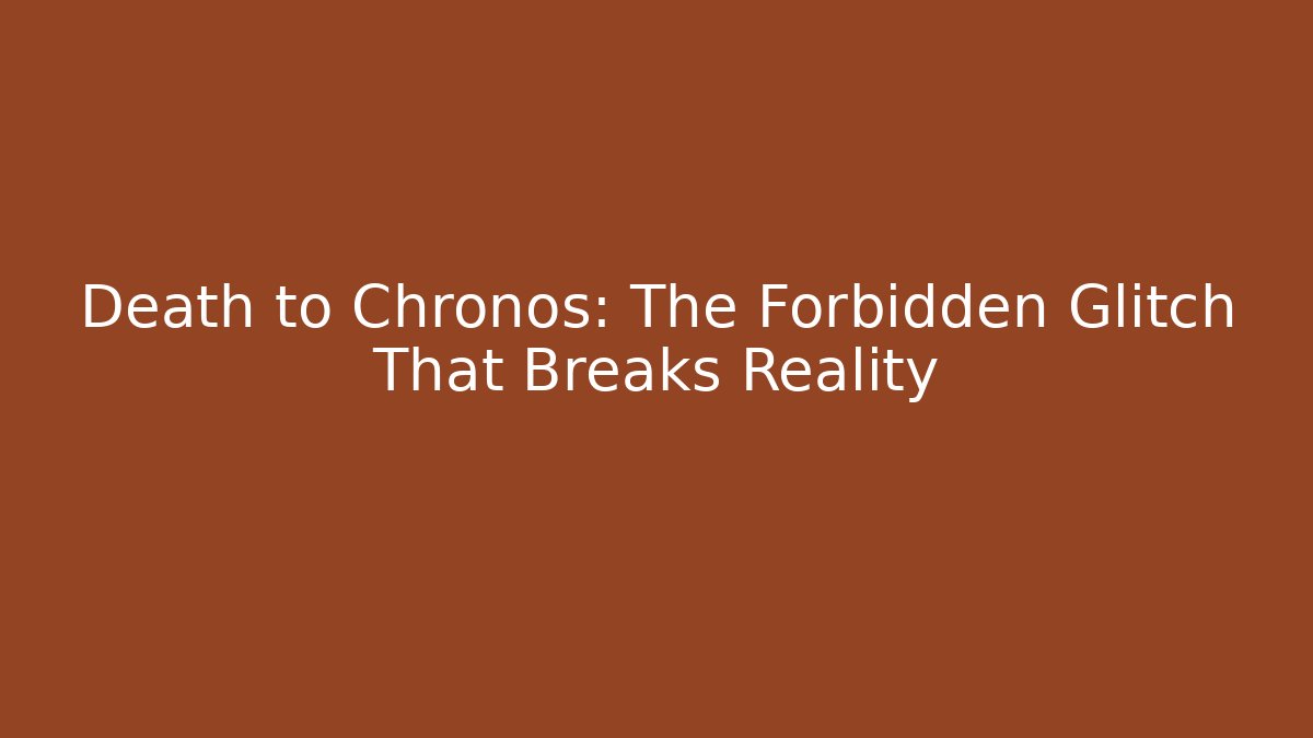 Death to Chronos: The Forbidden Glitch That Breaks Reality