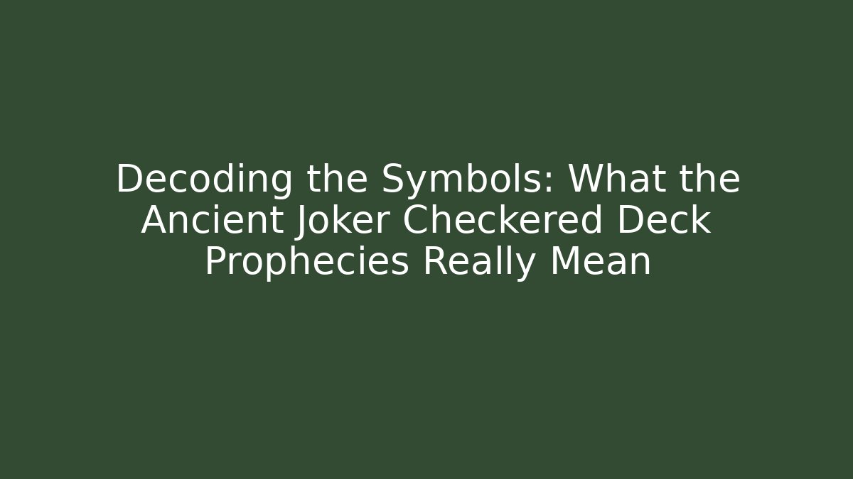 Decoding the Symbols: What the Ancient Joker Checkered Deck Prophecies Really Mean