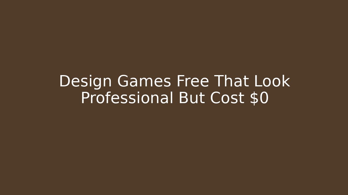 Design Games Free That Look Professional But Cost $0