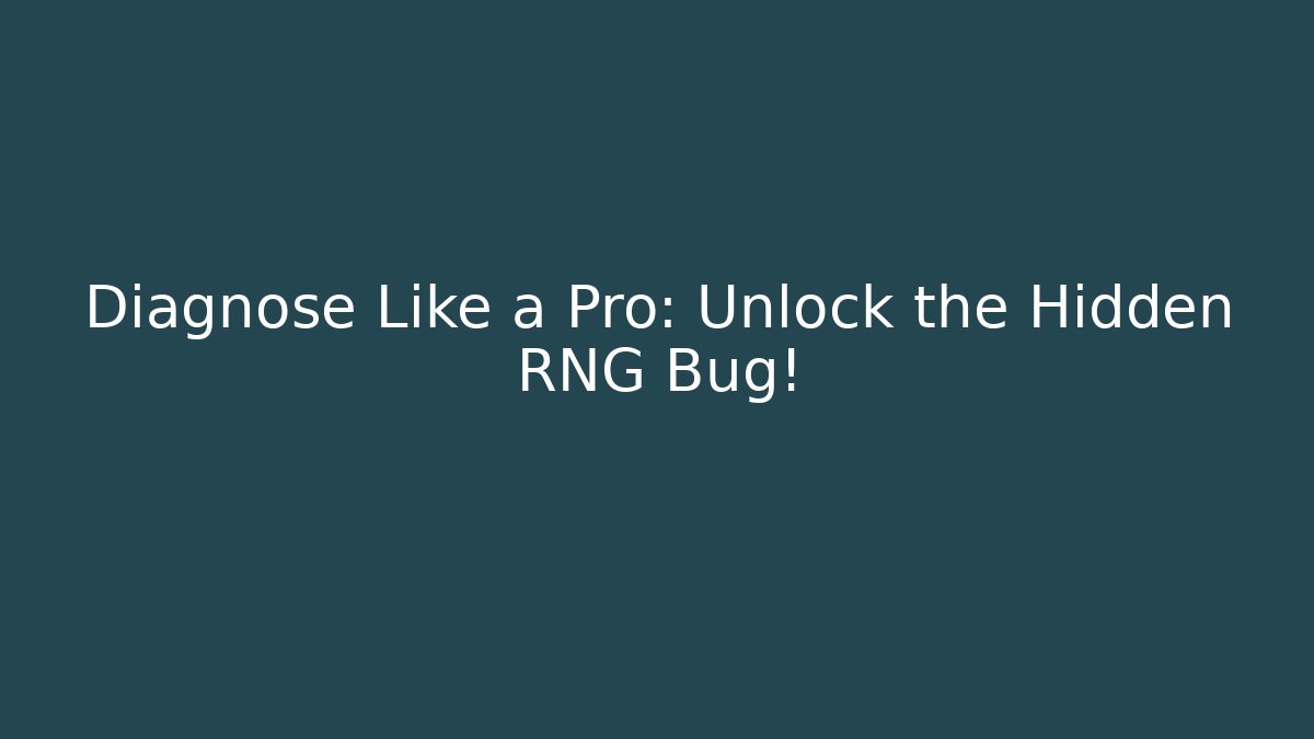 Diagnose Like a Pro: Unlock the Hidden RNG Bug! - Create More Assets