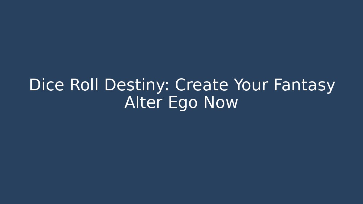 Dice Roll Destiny: Create Your Fantasy Alter Ego Now - Create More Assets