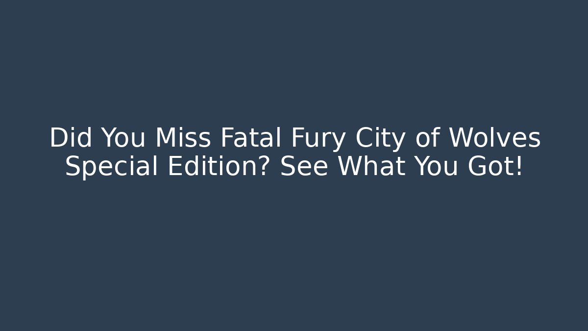 Did You Miss Fatal Fury City of Wolves Special Edition? See What You Got!