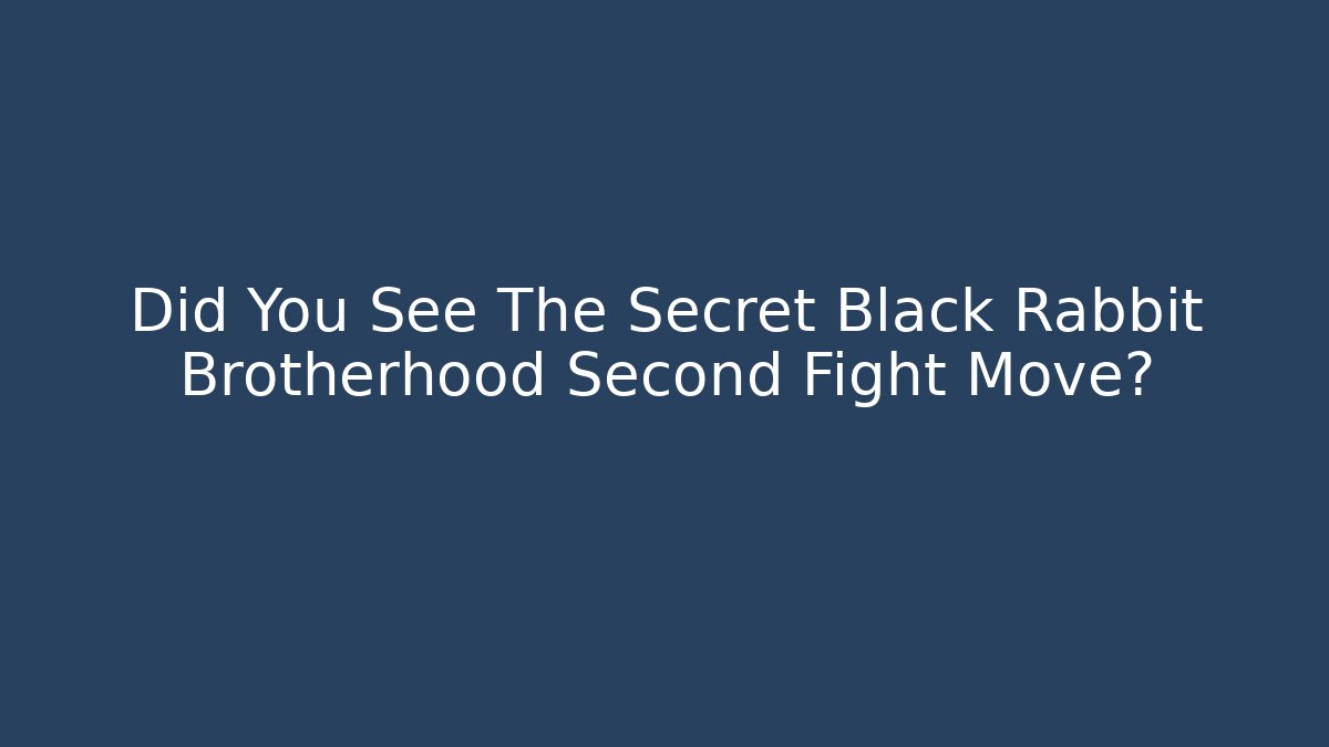 Did You See The Secret Black Rabbit Brotherhood Second Fight Move?