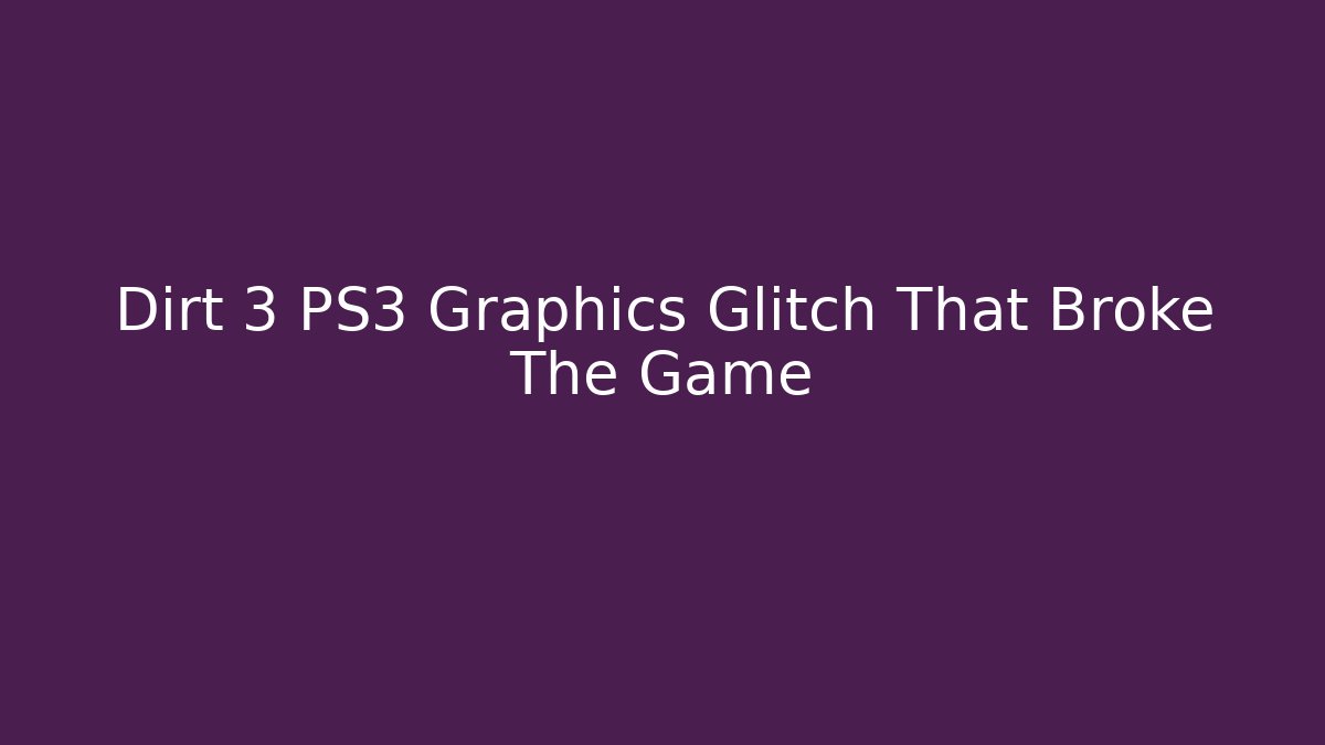 Dirt 3 PS3 Graphics Glitch That Broke The Game