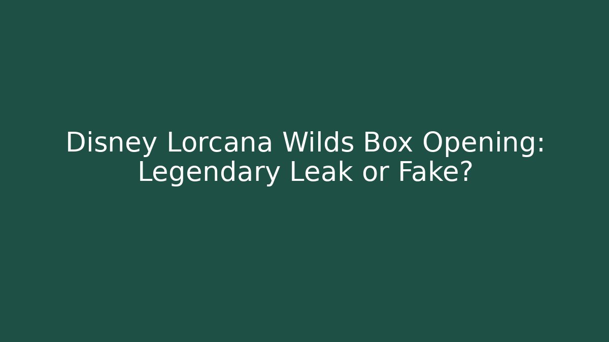 Disney Lorcana Wilds Box Opening: Legendary Leak or Fake?