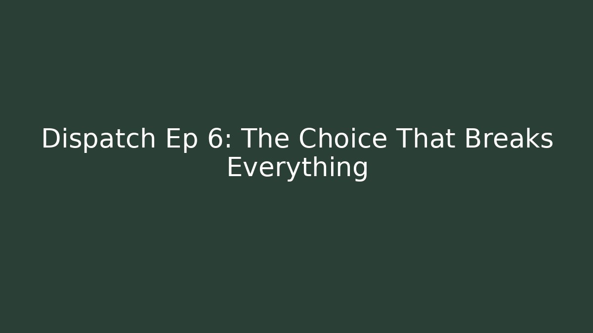 Dispatch Ep 6: The Choice That Breaks Everything