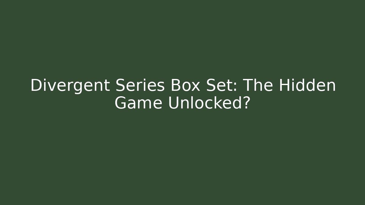 Divergent Series Box Set: The Hidden Game Unlocked?