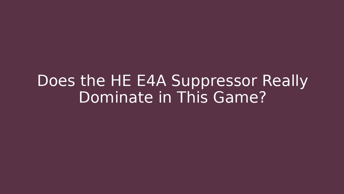 Does the HE E4A Suppressor Really Dominate in This Game? - Create More Assets