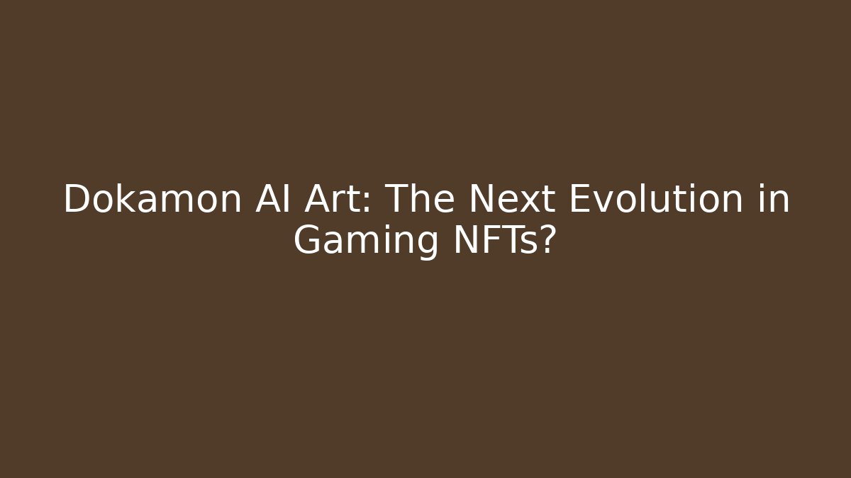 Dokamon AI Art: The Next Evolution in Gaming NFTs?