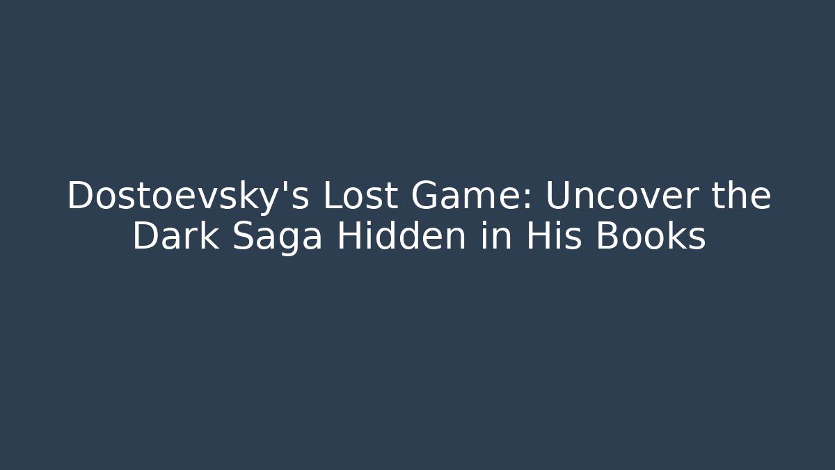 Dostoevsky's Lost Game: Uncover the Dark Saga Hidden in His Books