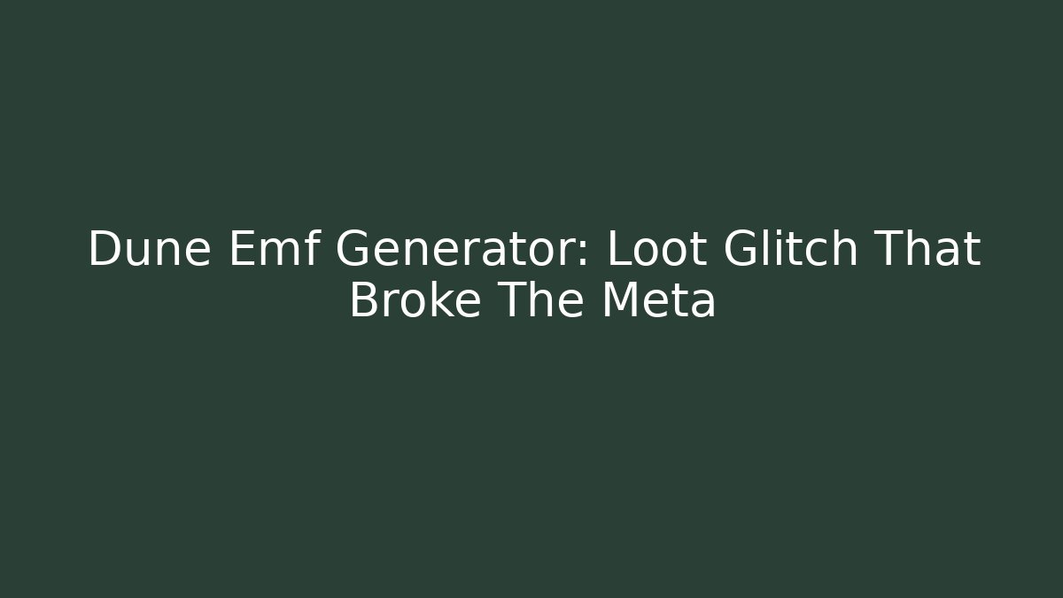 Dune Emf Generator: Loot Glitch That Broke The Meta