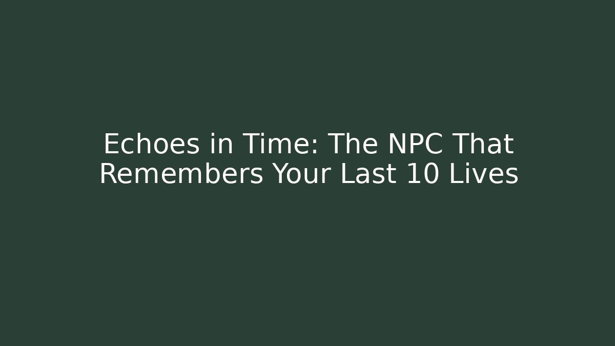 Echoes in Time: The NPC That Remembers Your Last 10 Lives