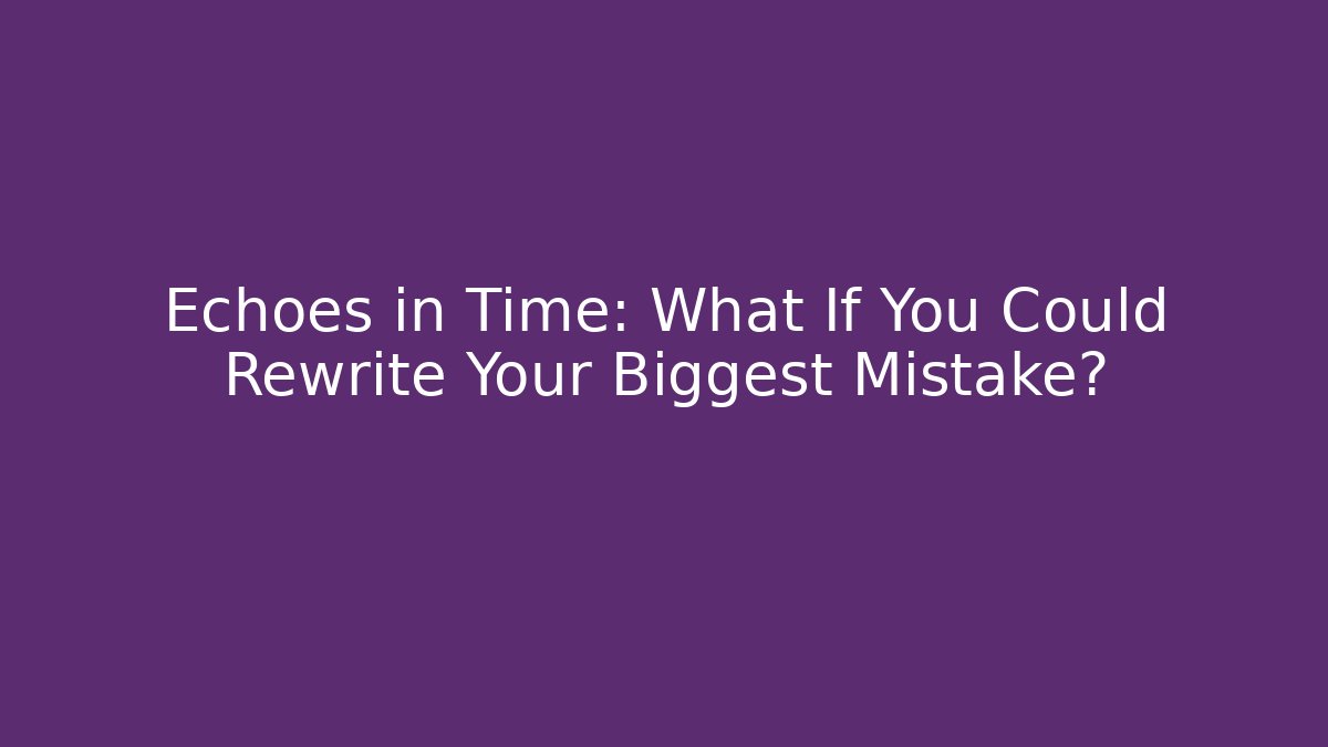 Echoes in Time: What If You Could Rewrite Your Biggest Mistake?