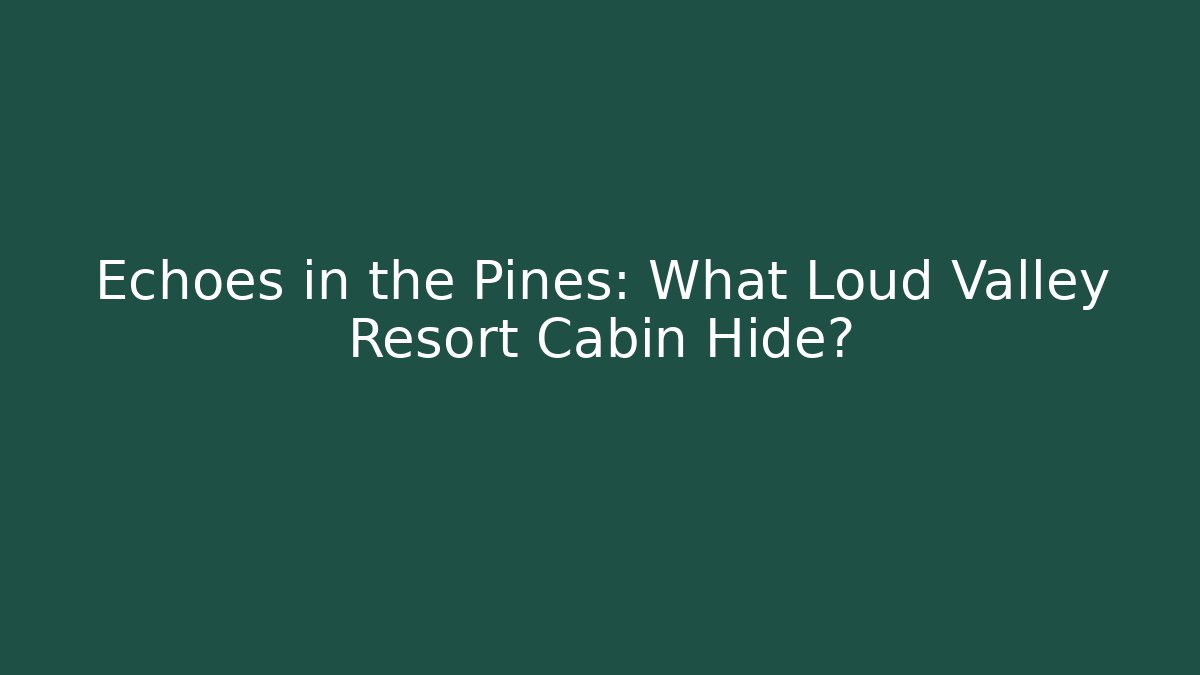 Echoes in the Pines: What Loud Valley Resort Cabin Hide?