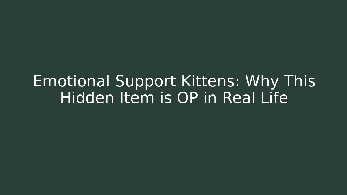 Emotional Support Kittens: Why This Hidden Item is OP in Real Life