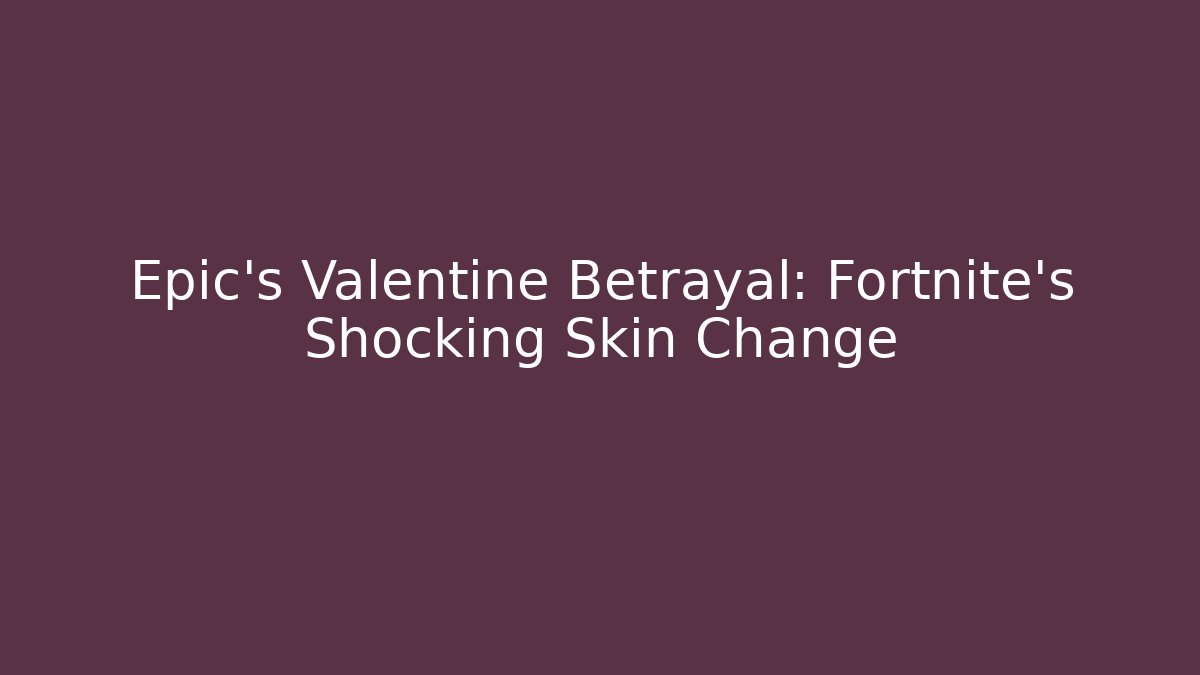 Epic's Valentine Betrayal: Fortnite's Shocking Skin Change