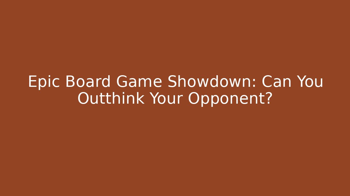 Epic Board Game Showdown: Can You Outthink Your Opponent?