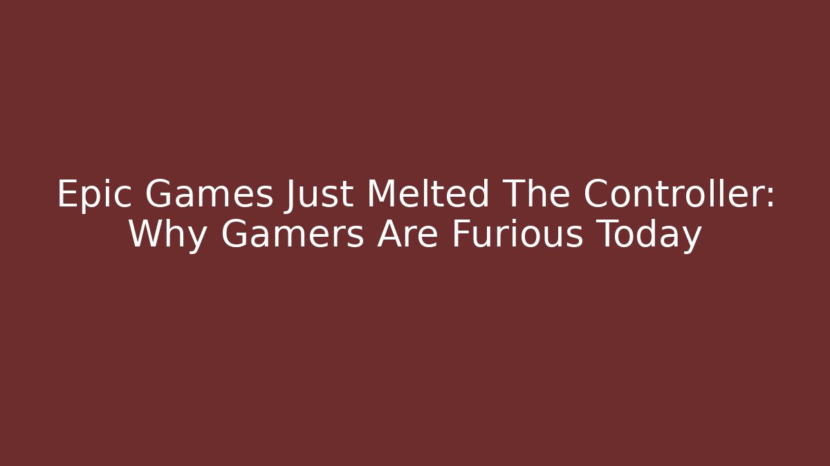 Epic Games Just Melted The Controller: Why Gamers Are Furious Today