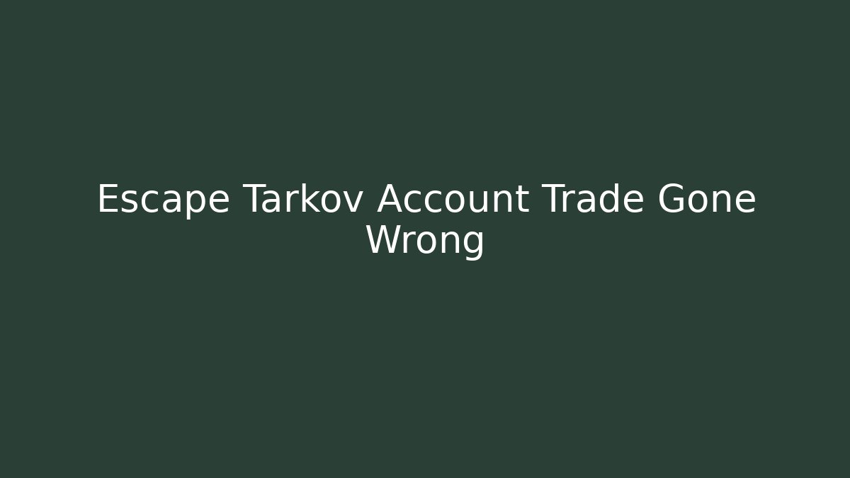 Escape Tarkov Account Trade Gone Wrong - Create More Assets