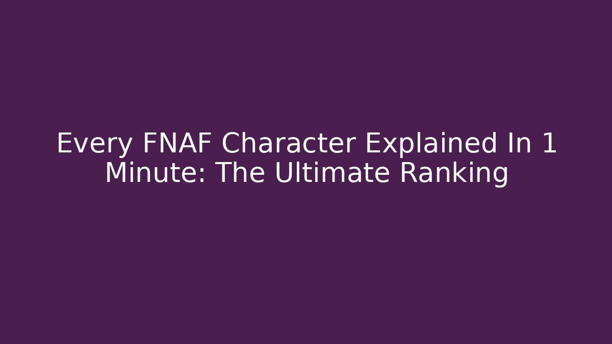 Every FNAF Character Explained In 1 Minute: The Ultimate Ranking