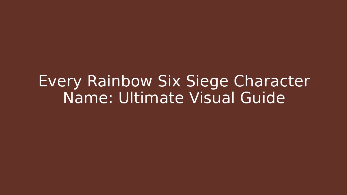 Every Rainbow Six Siege Character Name: Ultimate Visual Guide - Create More Assets