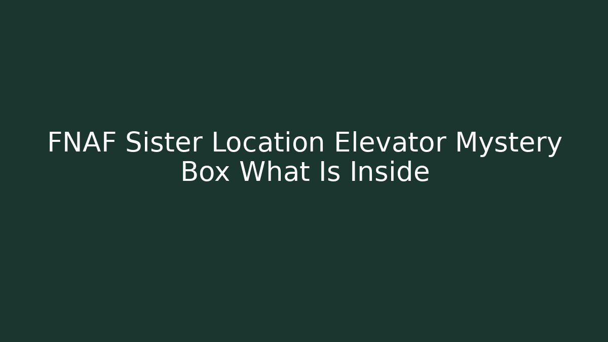 FNAF Sister Location Elevator Mystery Box What Is Inside