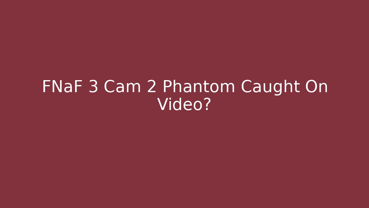 FNaF 3 Cam 2 Phantom Caught On Video?