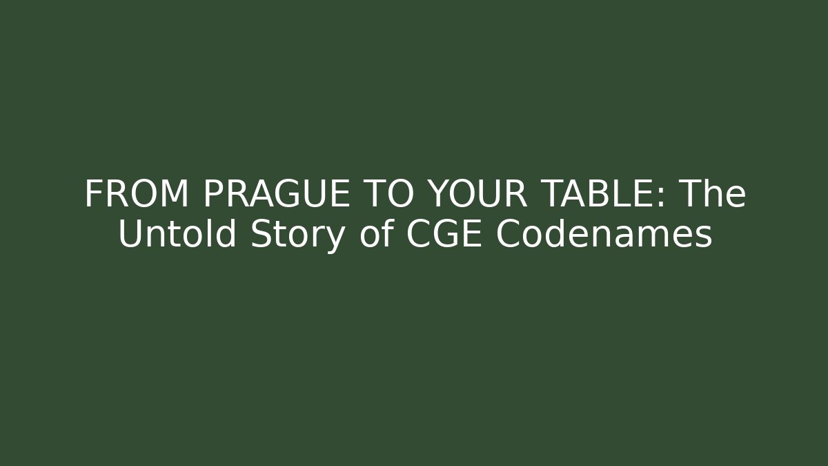 FROM PRAGUE TO YOUR TABLE: The Untold Story of CGE Codenames