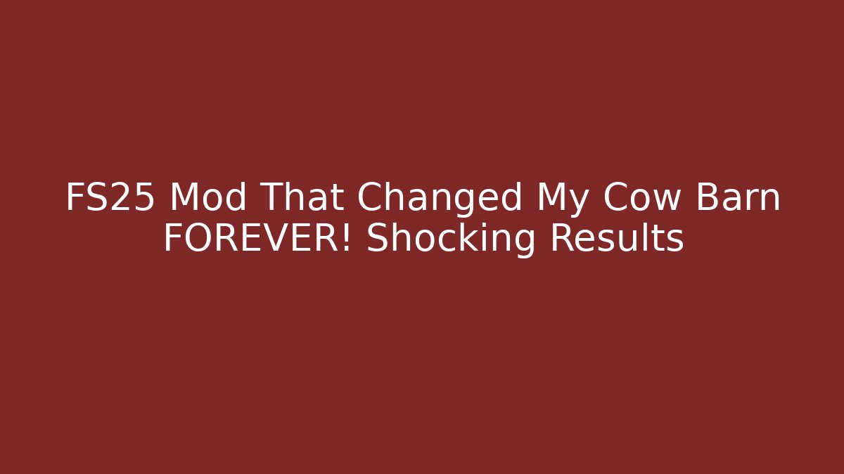 FS25 Mod That Changed My Cow Barn FOREVER! Shocking Results - Create More Assets