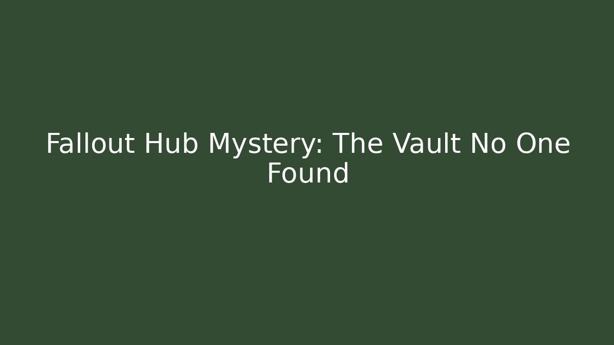 Fallout Hub Mystery: The Vault No One Found
