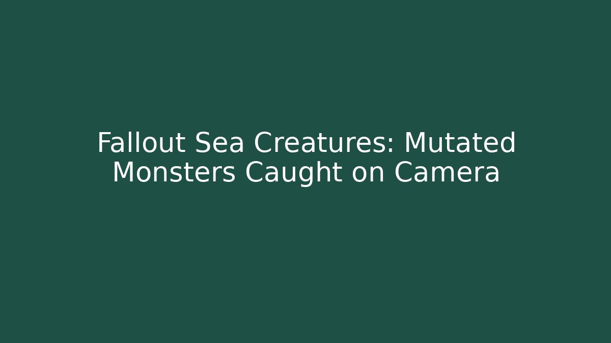 Fallout Sea Creatures: Mutated Monsters Caught on Camera - Create More Assets