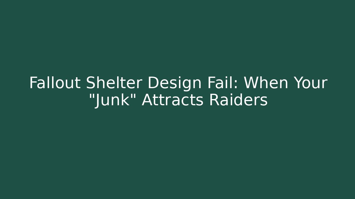 Fallout Shelter Design Fail: When Your "Junk" Attracts Raiders