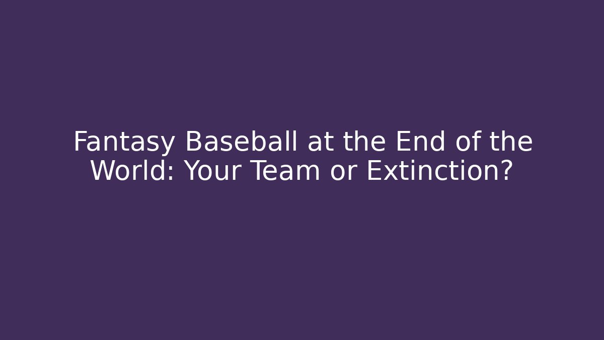 Fantasy Baseball at the End of the World: Your Team or Extinction?