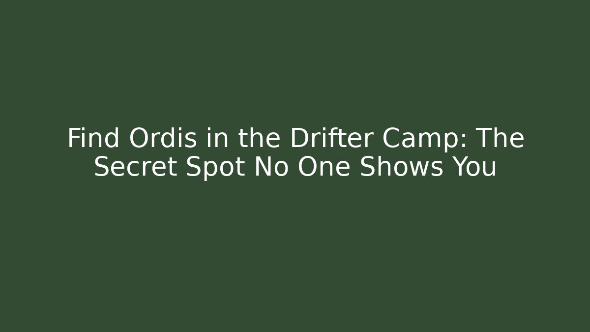 Find Ordis in the Drifter Camp: The Secret Spot No One Shows You