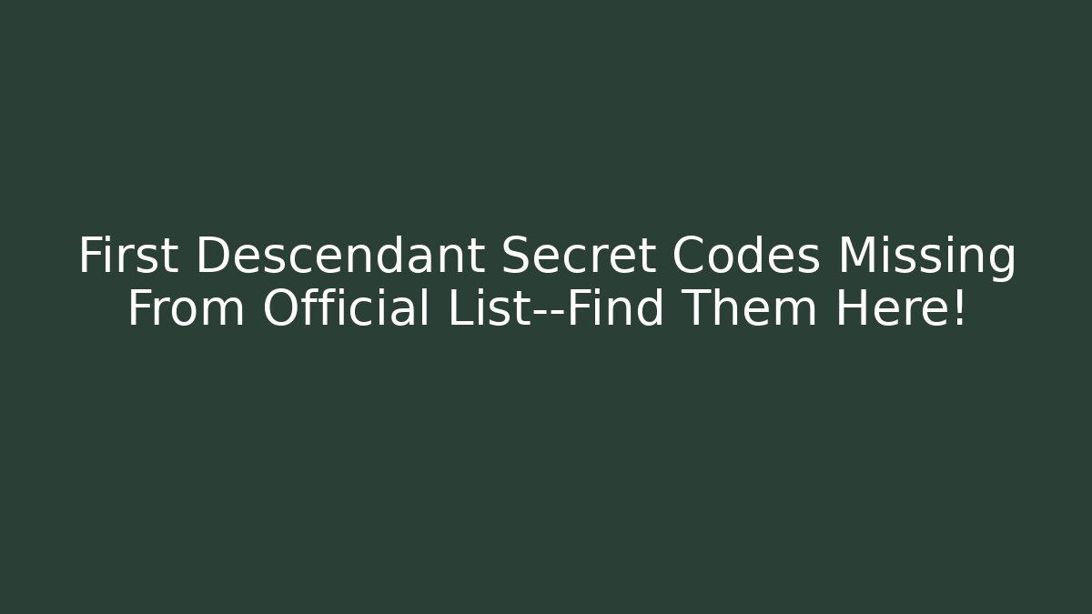 first descendant codes