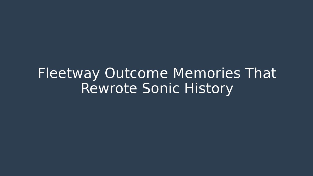 Fleetway Outcome Memories That Rewrote Sonic History
