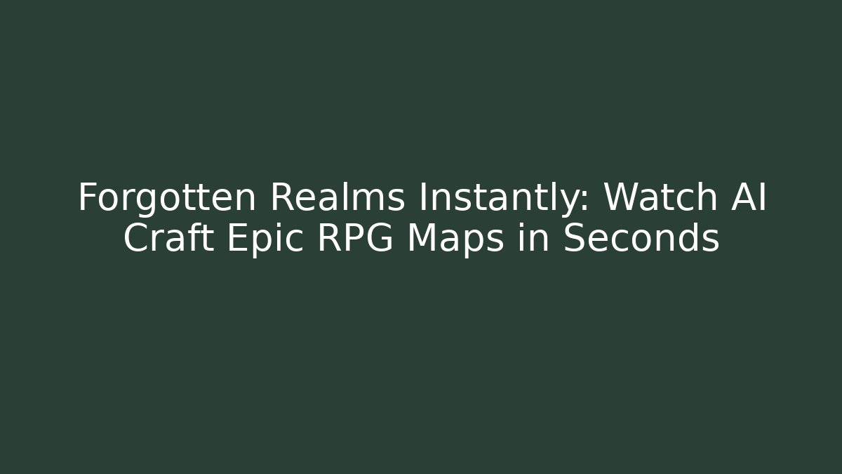 Forgotten Realms Instantly: Watch AI Craft Epic RPG Maps in Seconds - Create More Assets