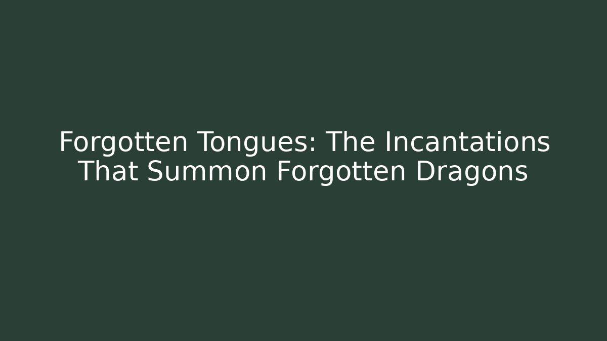 Forgotten Tongues: The Incantations That Summon Forgotten Dragons