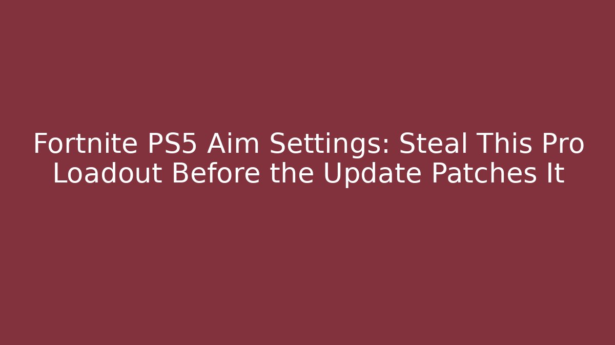 Fortnite PS5 Aim Settings: Steal This Pro Loadout Before the Update Patches It