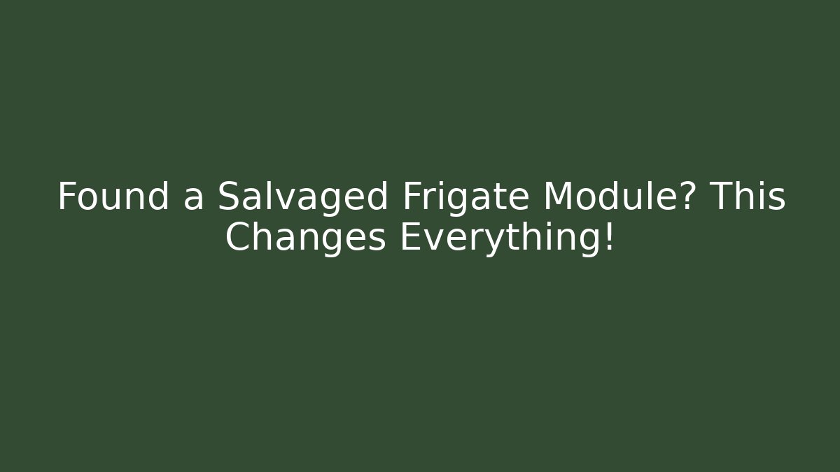 Found a Salvaged Frigate Module? This Changes Everything! - Create More Assets