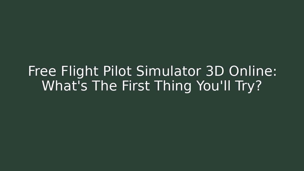 Free Flight Pilot Simulator 3D Online: What's The First Thing You'll Try?